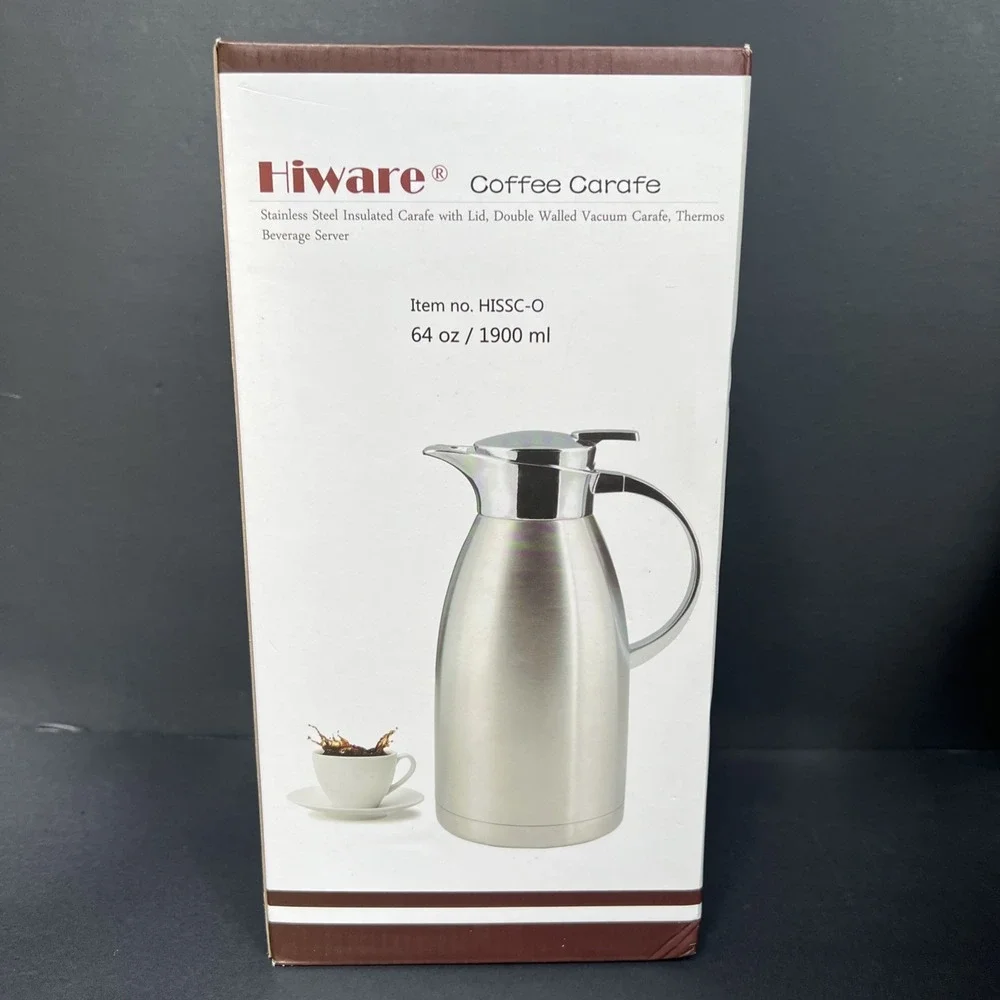 Hiware stainless steel vacuum insulated thermal coffee carafe 64 oz NEW